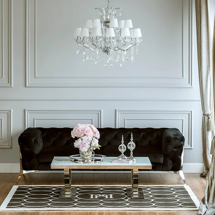sofa glamour klasyczna czarna srebrna nowoczesna