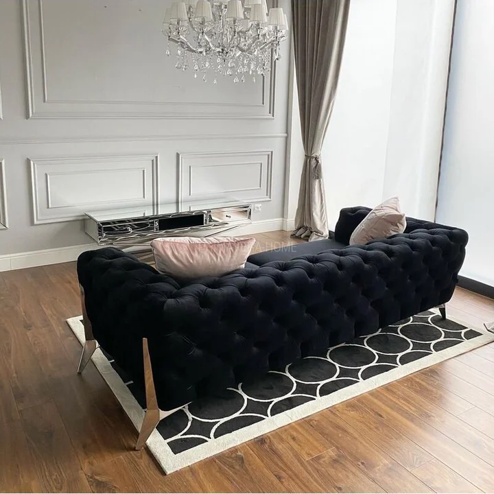 sofa glamour klasyczna czarna srebrna nowoczesna
