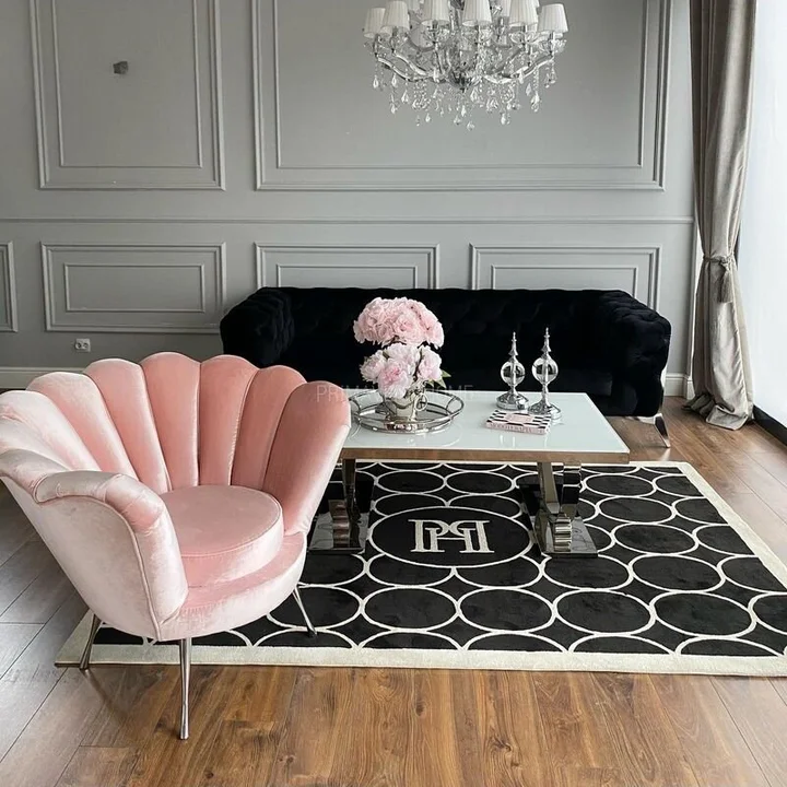 sofa glamour klasyczna czarna srebrna nowoczesna