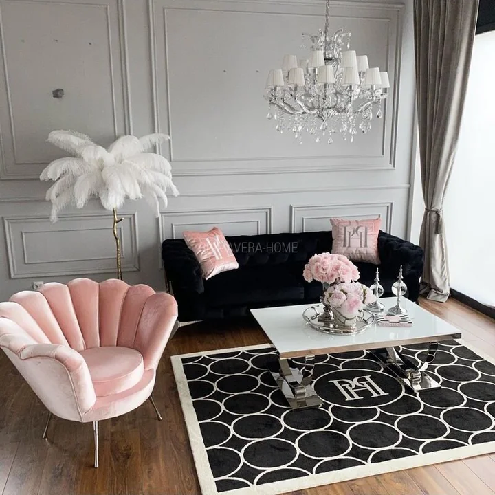 sofa glamour klasyczna czarna srebrna nowoczesna
