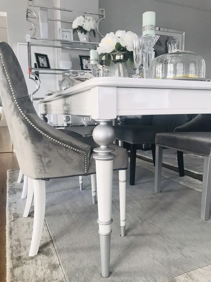 Stół glamour biały do jadalni