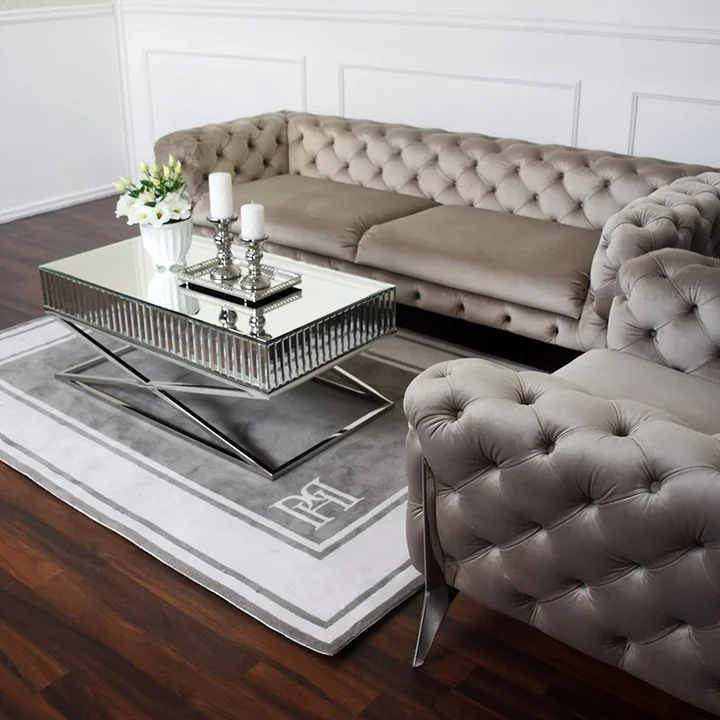 sofa glamour klasyczna czarna srebrna nowoczesna