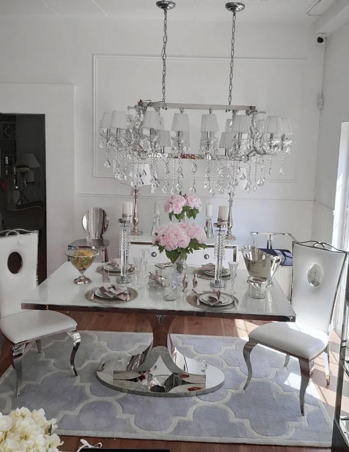 Lampa wisząca żyrandol glamour kryształki srebrne