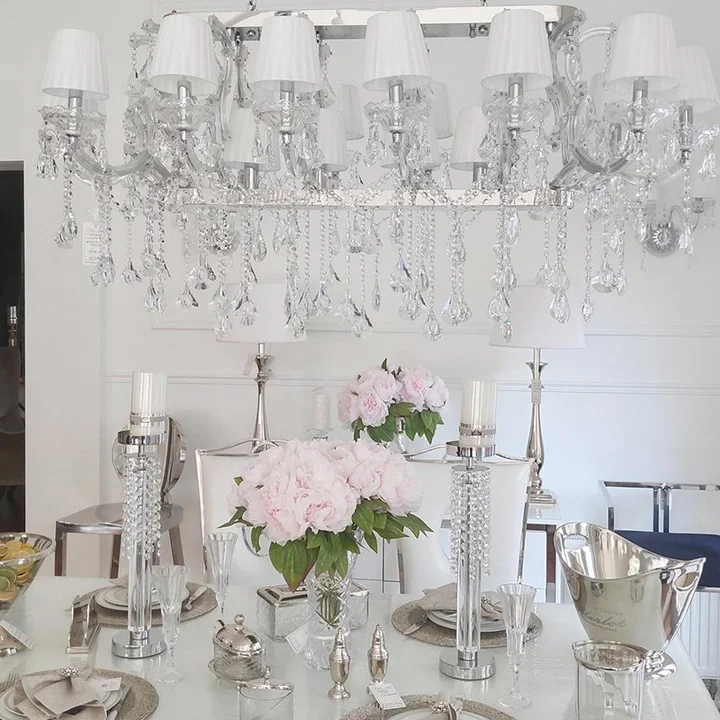 Żyrandol lampa kryształowa wisząca glamour srebrne