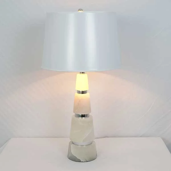 Lampa stołowa srebrna kryształowa