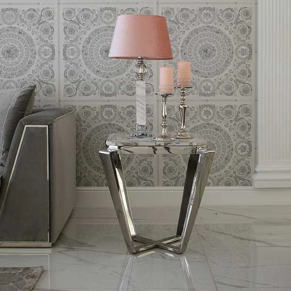 Lampa stołowa glamour srebrna
