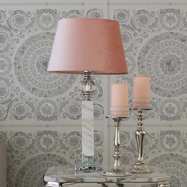 Lampa stołowa glamour srebrna