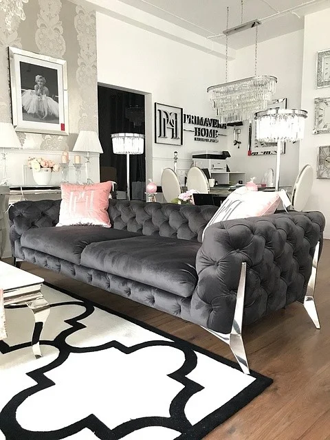 sofa glamour nowoczesna tapicerowana