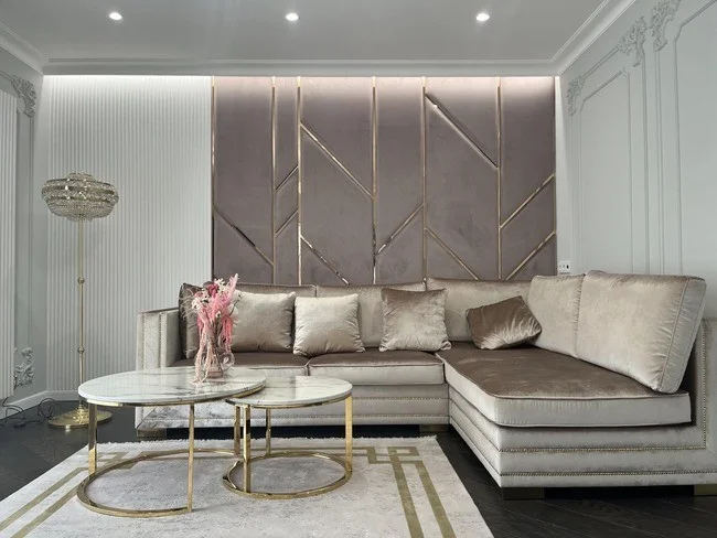 sofa glamour narożna luksusowa