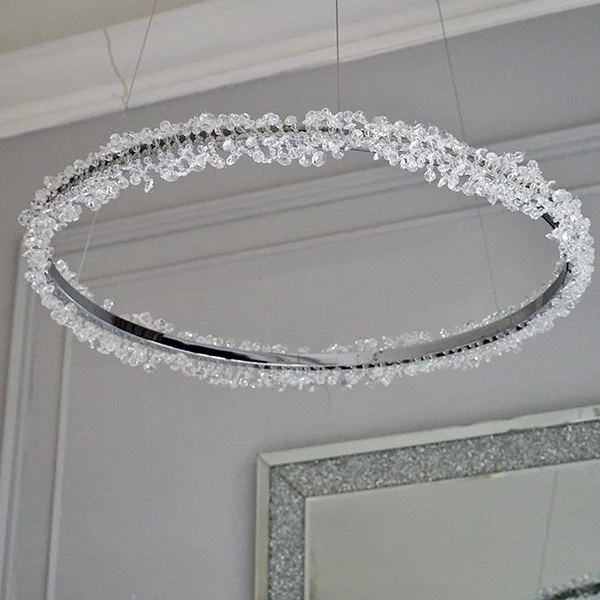 Lampa Wisząca Żyrandol glamour srebrny chrom