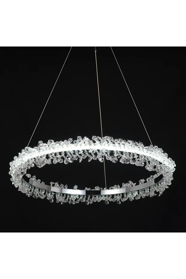 Lampa wisząca żyrandol glamour kryształki srebrne