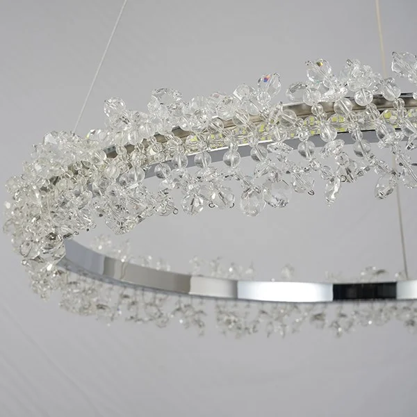 Żyrandol lampa kryształowa wisząca glamour srebrna