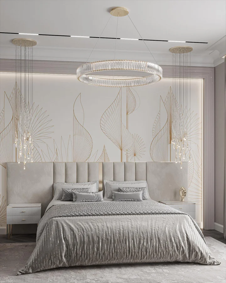 Lampa wisząca do sypialni złota