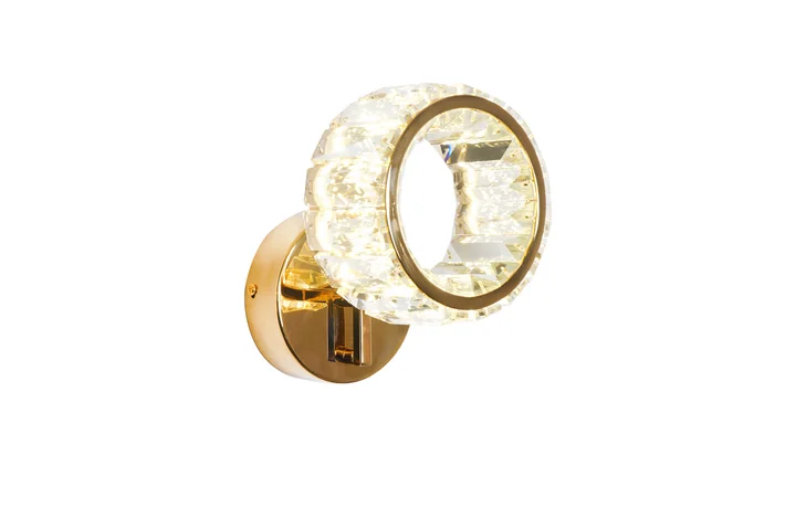 Kinkiet Kryształowy RING Złoty ECLIPSE lampa ścienna glamour LED