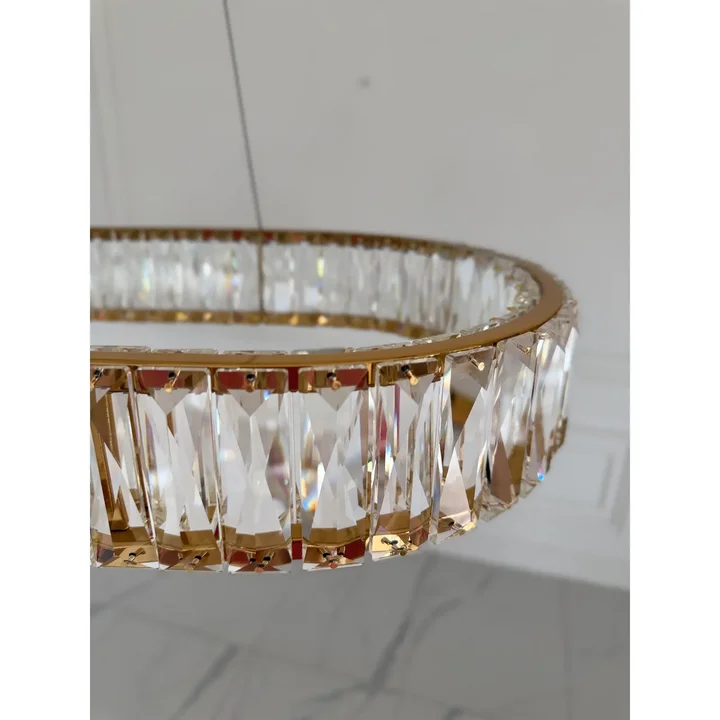 złota lampa kryształowa  owalna