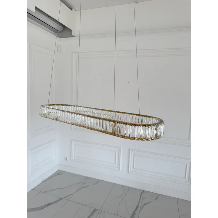 lampa wisząca nad stół złota kryształowa