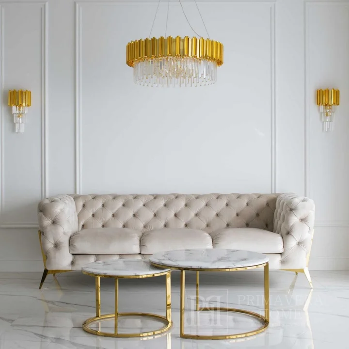 Luksusowe meble tapicerowane do eleganckiego pokoju dziennego strefa relaksu
