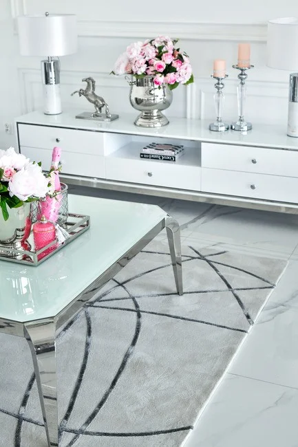 Dywan szary w stylu glamour do salonu