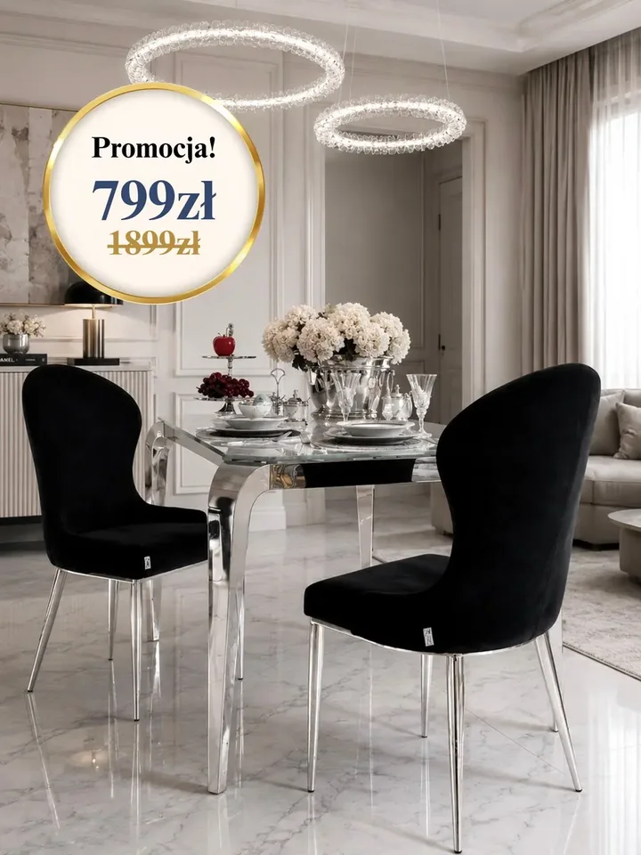 Ekskluzywne krzesło do jadalni glamour z boku, pokazujące elegancki detal wykończenia mebli na zamówienie od Primavera Home.