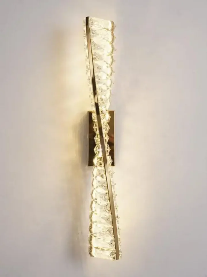 Kinkiet Kryształowy Złoty Podłużny Crystal — aranżacja wnętrza. Primavera Home.