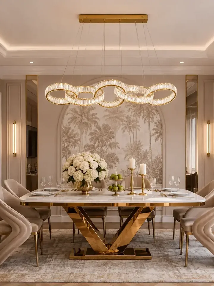 Żyrandol CRYSTAL 5 Złoty w stylu glamour. Elegancja od Primavera Home.
