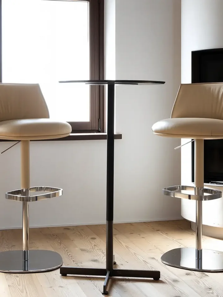Nowoczesny hoker regulowany designerski skórzany MODERN w perspektywie, idealnie wpisujący się w nowoczesny styl. Meble na zamówienie od Primavera Home.