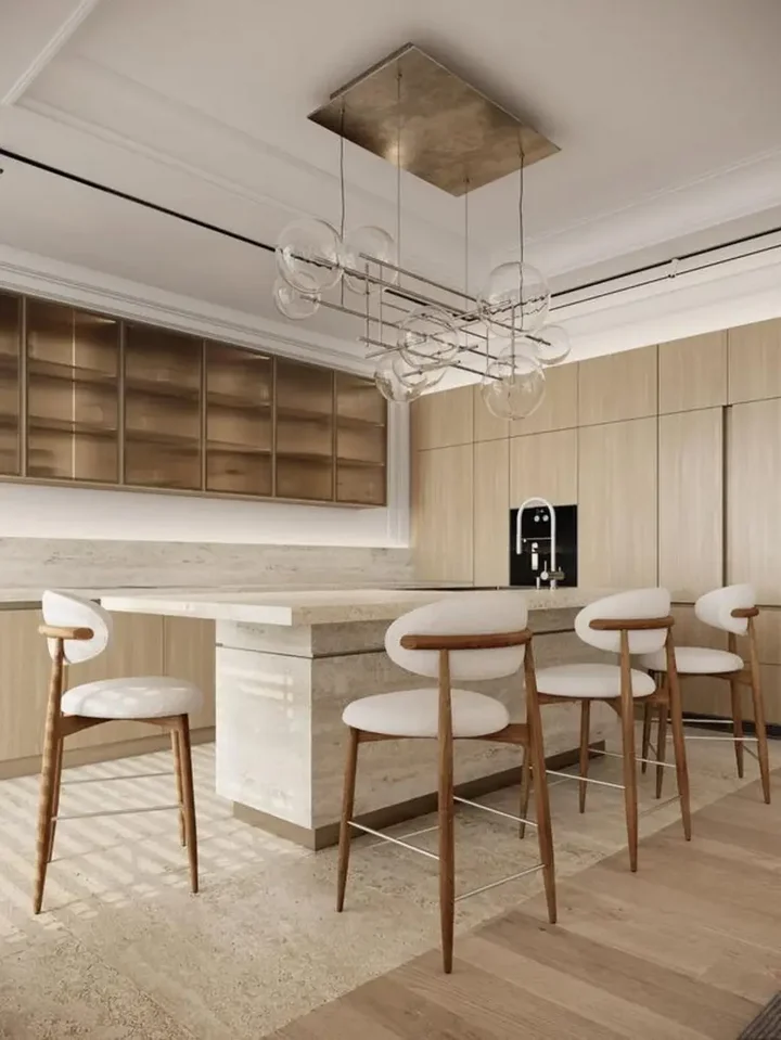 Zbliżenie detalowe na Designerski Hoker Drewniany Olivia – Krzesło Barowe od Primavera Home.