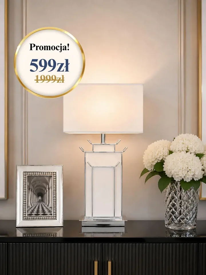 Luksusowa lampa stołowa, marmurowa, designerska, glamour, nowoczesna, srebrna VITTORIA widok z boku, ukazujący eleganckie proporcje. Ekskluzywne oświetlenie od Primavera Home.