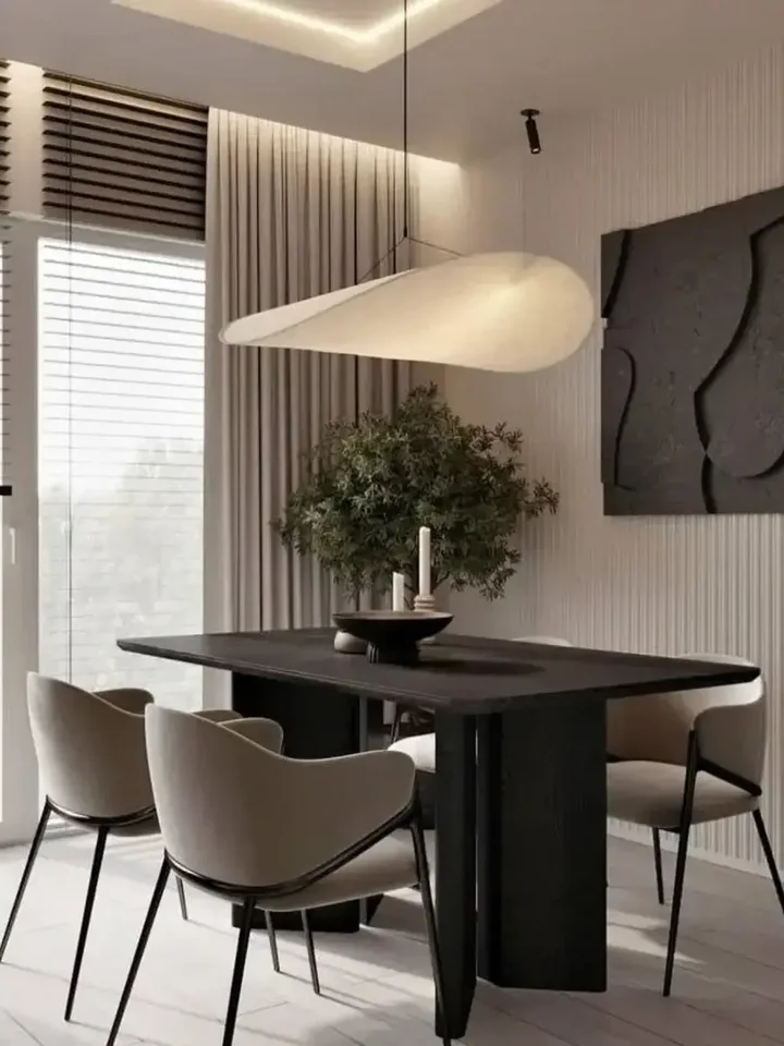 Detal konstrukcji ukazujący nowoczesność designerskiego żyrandola papierowego lekkiego do jadalni CLOUD od Primavera Home.