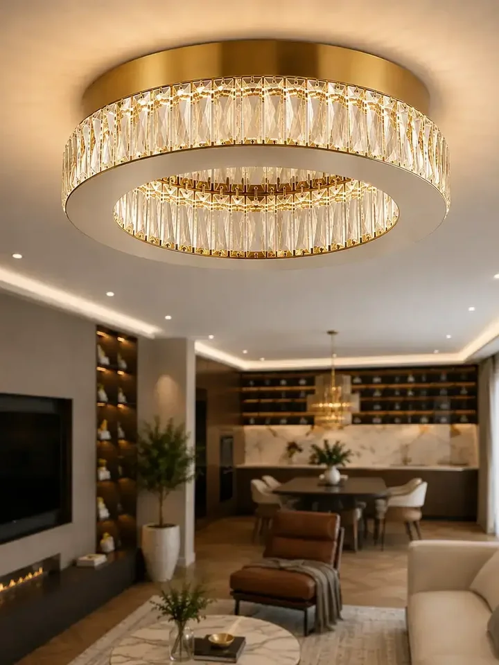 Detal wykończenia lampy sufitowej ukazujący eleganckie zdobienia. Meble na zamówienie od Primavera Home.