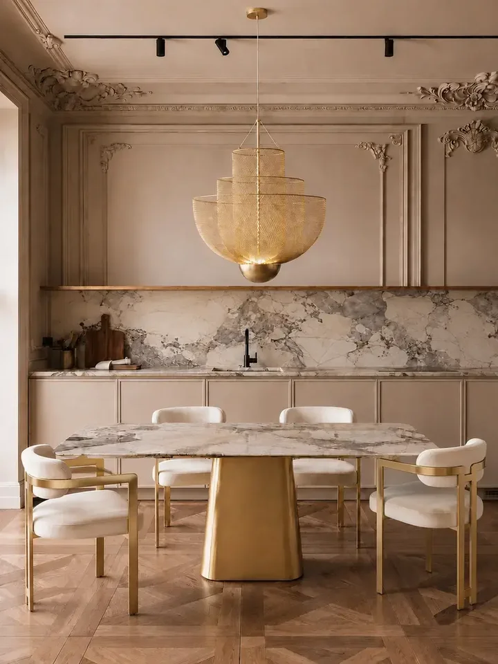 Stół w Stylu Włoskim BELISSIMA w nocy. Ekspozycja w salonie z Primavera Home.