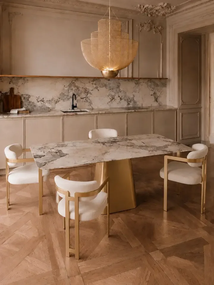 Stół w Stylu Włoskim BELISSIMA w ujęciu z przodu. Ekspozycja w salonie od Primavera Home.