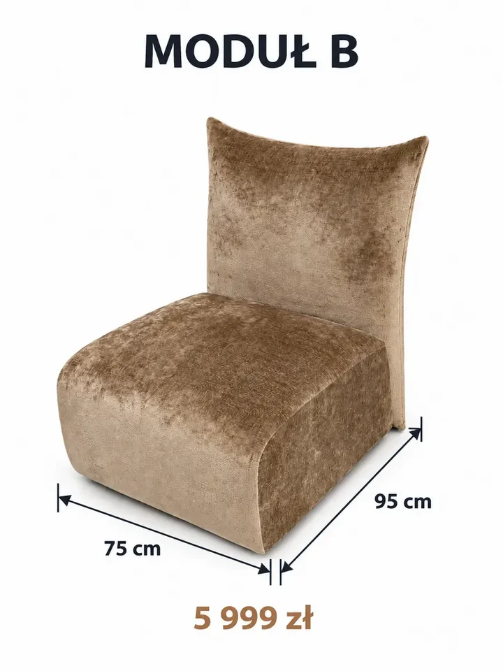 Zbliżenie na Designerską Sofę Modułową Lilia Nowoczesna, eksponującą jakość materiałów. Ekspozycja w salonie od Primavera Home.