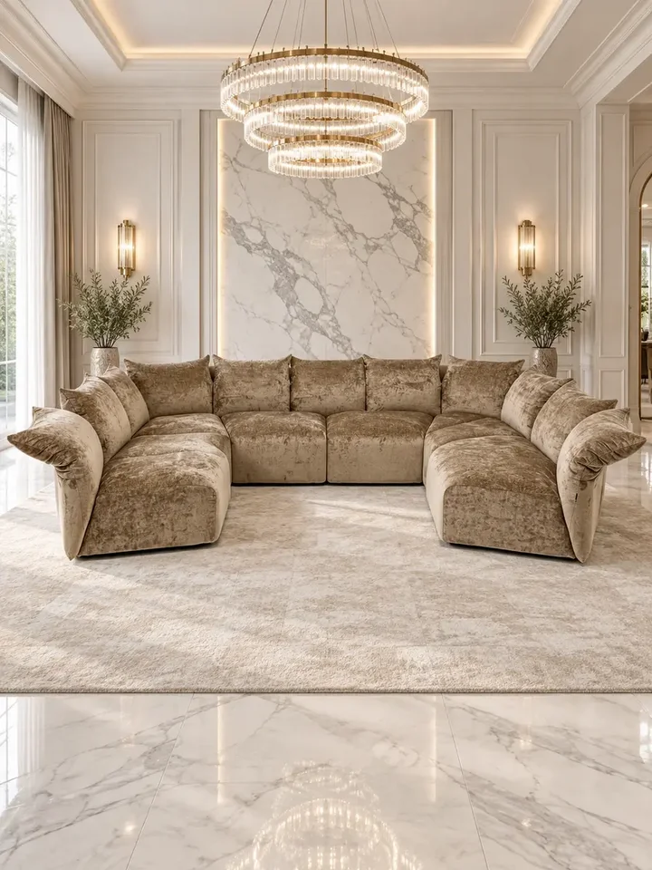 Stylowy kącik z Designerską Sofą Modułową Lilia Nowoczesna. Aranżacja nowoczesnego wnętrza od Primavera Home.