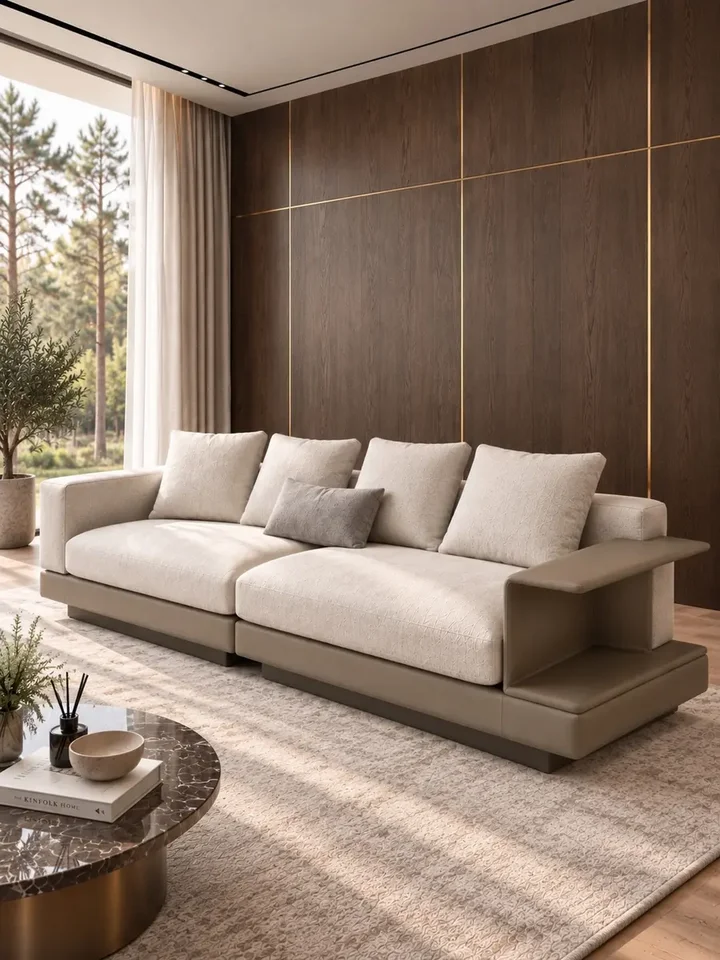 Sofa NAPOLEONE uchwycona z boku, podkreślająca elegancki design. Meble na zamówienie od Primavera Home.