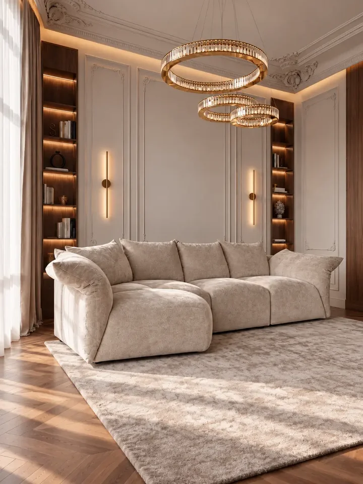 Sofa designerska Lilia w ciemnym wnętrzu, która dodaje głębi i charakteru, meble na zamówienie od Primavera Home.