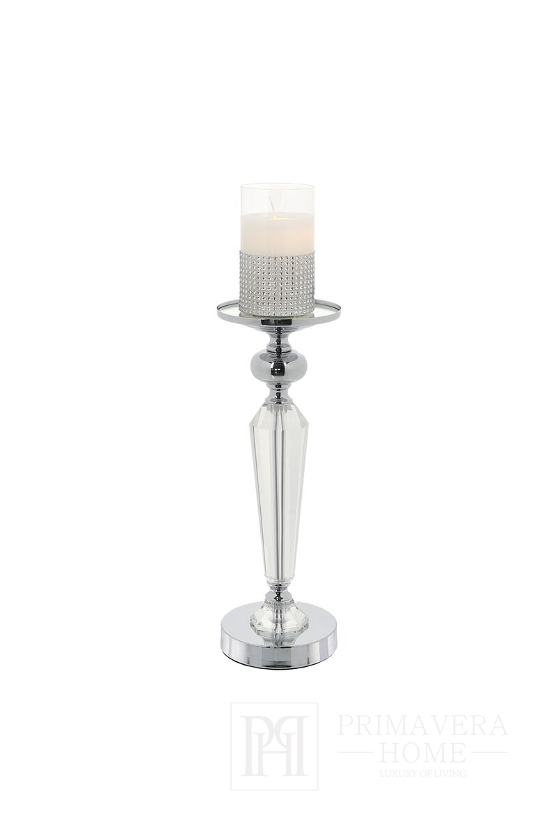 Kristall-Kerzenhalter auf Silber-Sockel FLAVIO O L - Primavera Home