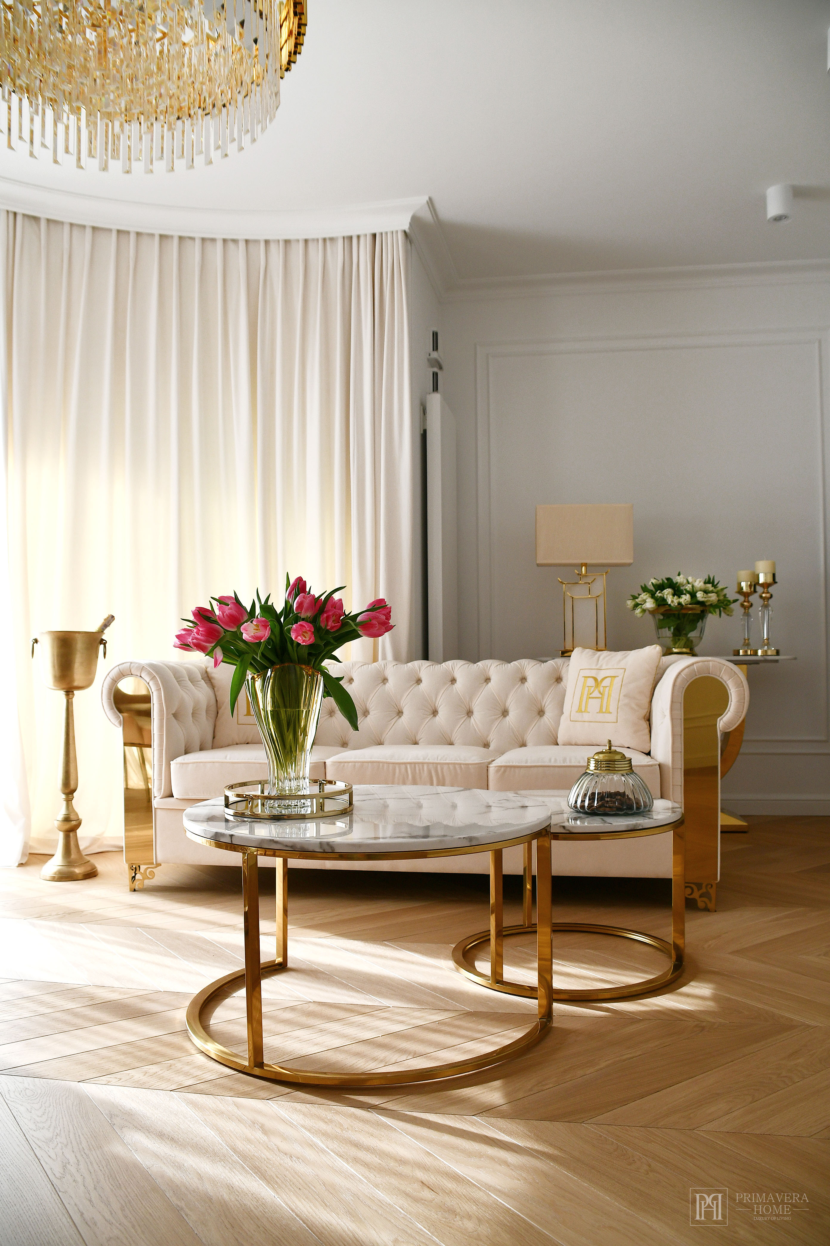 New York glamour sofa modern AVIATOR GOLD - Primavera Home