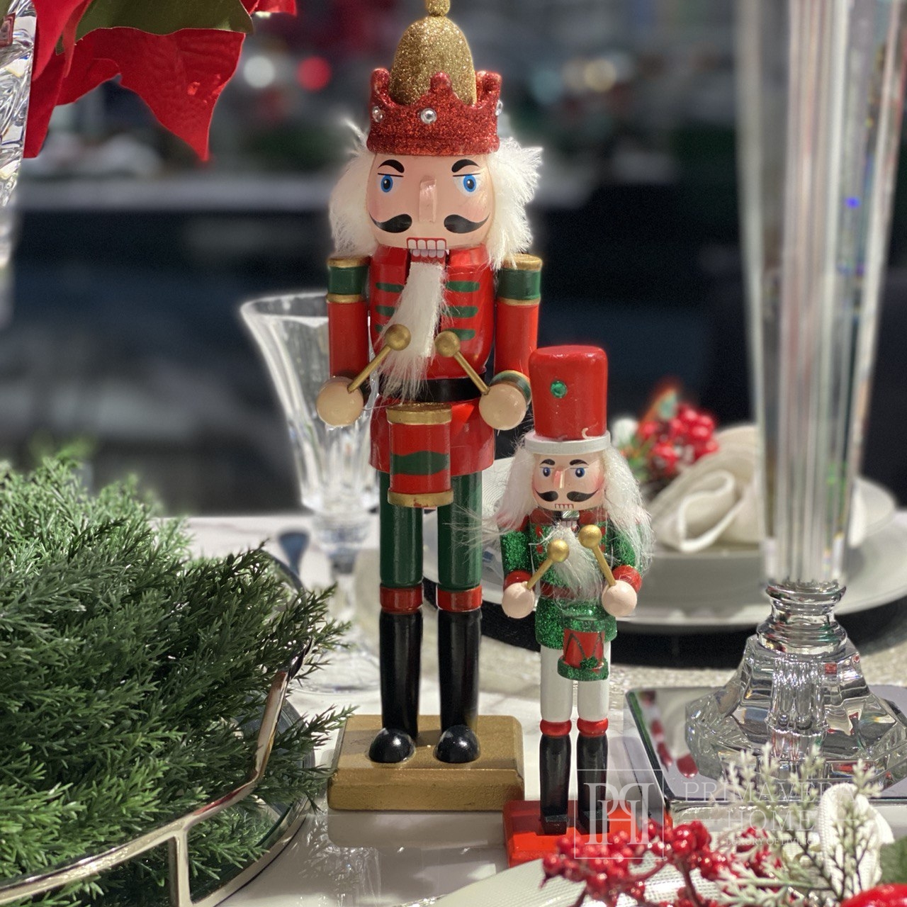 Christmas ornament, nutcracker, green and red, with chopsticks ...