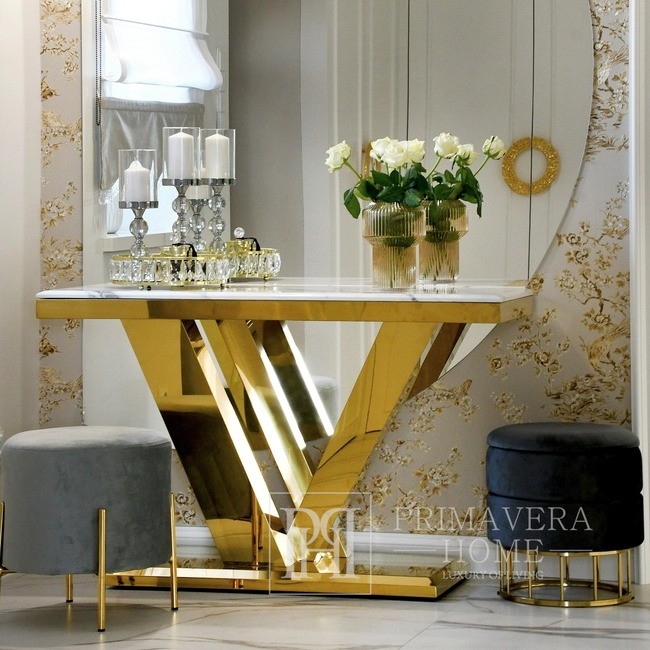 Modern gold console, conglomerate top, LV COLLECTION - Primavera Home