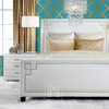 New York Upholstered bed gray, white in New York American style.