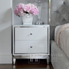 Lorenzo S Silver Lacquered white and silver glamour bedside cabinet for the bedroom