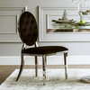 Krzesło glamour MEDALION tapicerowane pikowane stal do jadalni welur, czarny