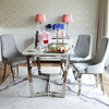 KENT Modern silver glamour table with white marble top