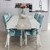 Stylowy stół elegancki drewniany, wysoki połysk, mat, rozkładany, glamour srebrny QUEEN
