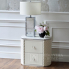 Stylish HERMITAGE bedside table with eco leather white, silver
