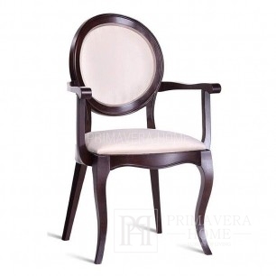 Klasyczne krzesło do jadalni, nowoczesne, drewniane, nowojorskie, tapicerowane, z podłokietnikiem DOROTEA