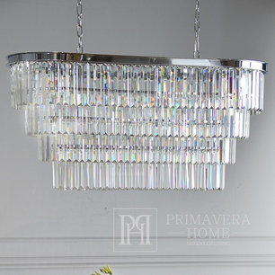 Żyrandol srebrny lampa wisząca kryształowy glamour 100 cm GLAMOUR L owalny, styl klasyczny, nowojorski OUTLET 