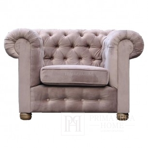 Fotel tapicerowany pikowany styl glamour Chesterfield Classic