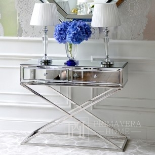 Moderni veidrodinė konsolė, dizaineris, glamour, su stalčiais, New York, sidabrinė CHICAGO OUTLET